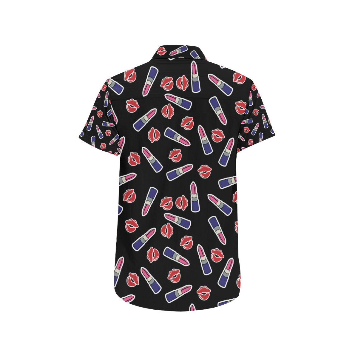 Lipstick Pattern Print Design LT01 Men's Short Sleeve Button Up Shirt