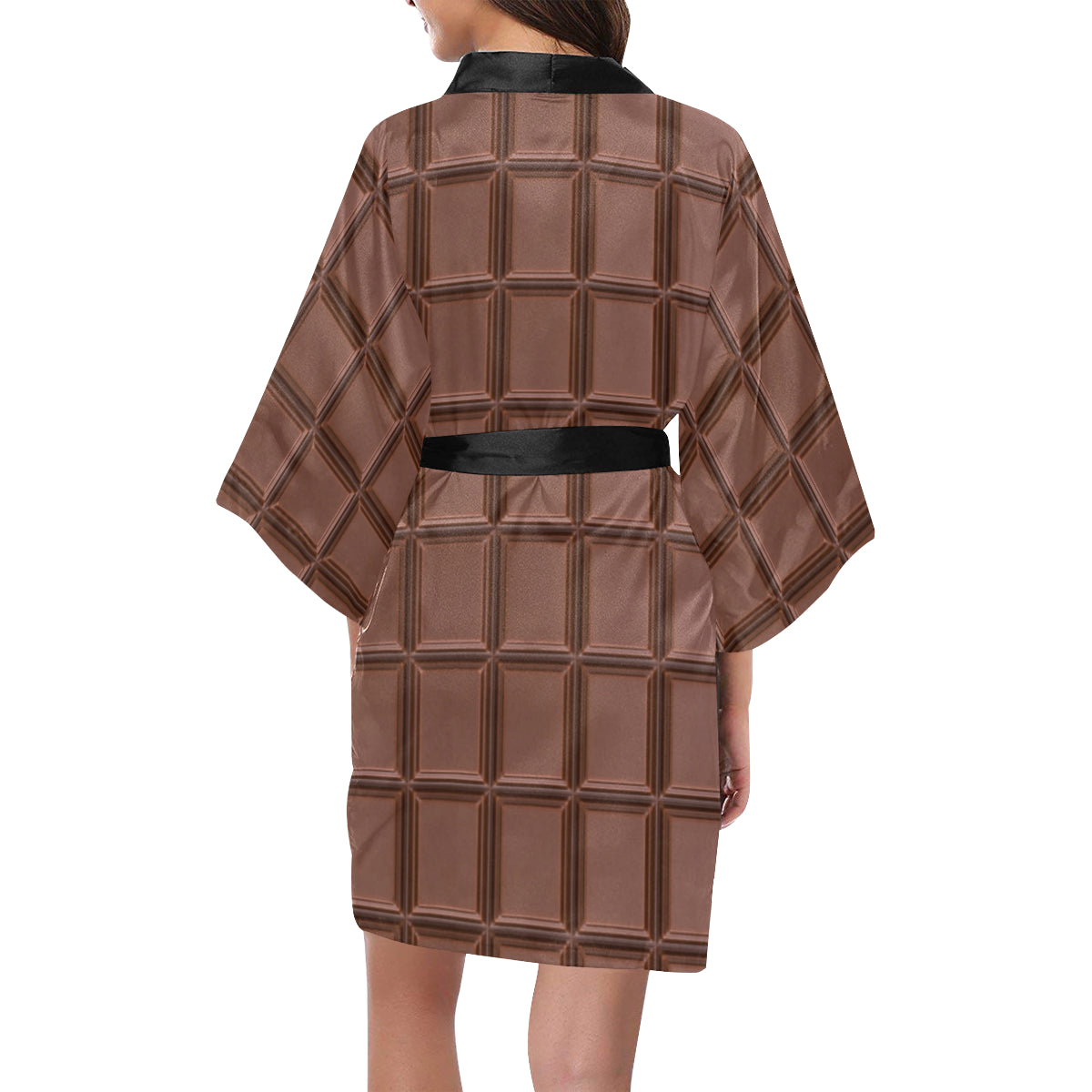 Chocolate Pattern Print Design 03 Women's Short Kimono