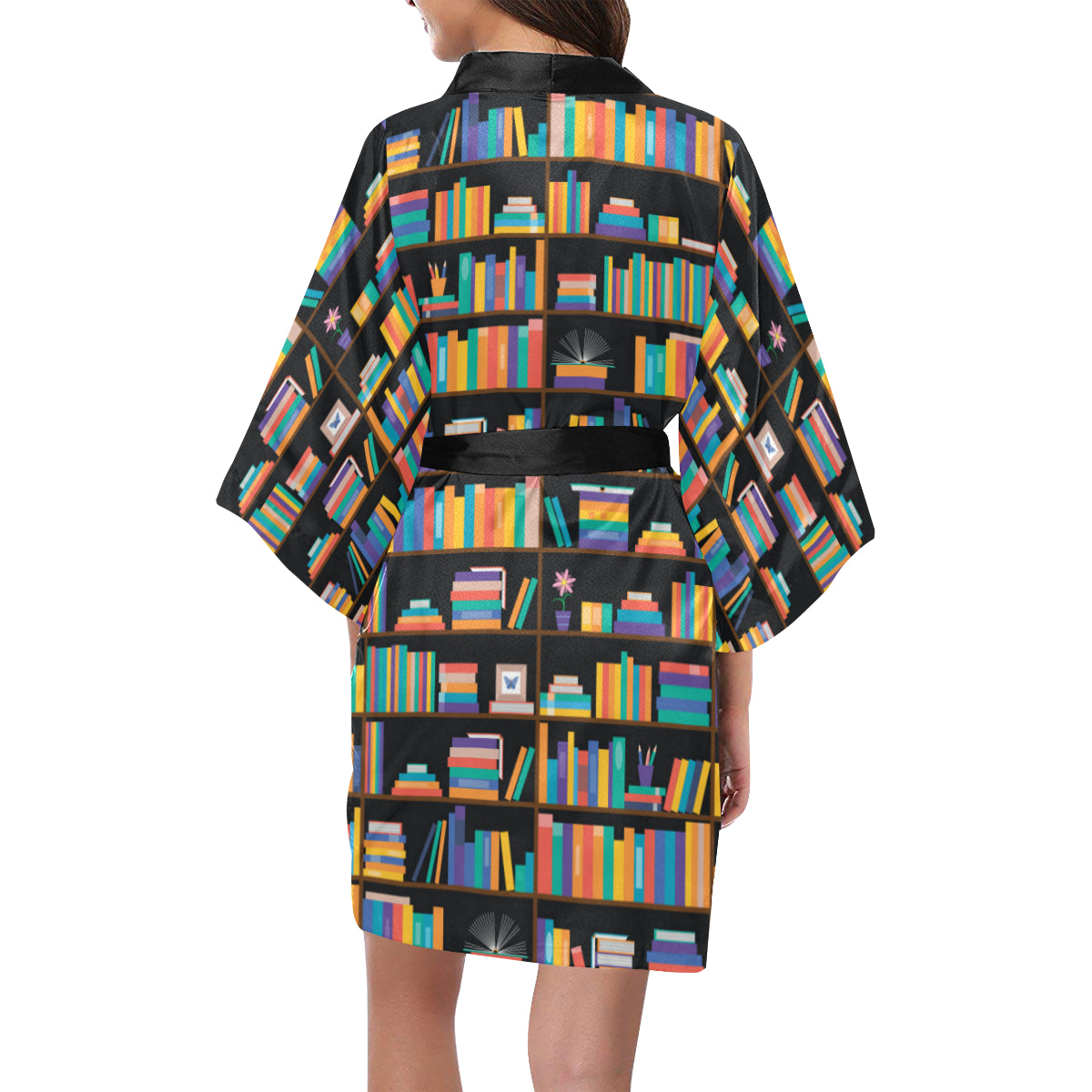 Book Pattern Print Design 05 Women's Short Kimono