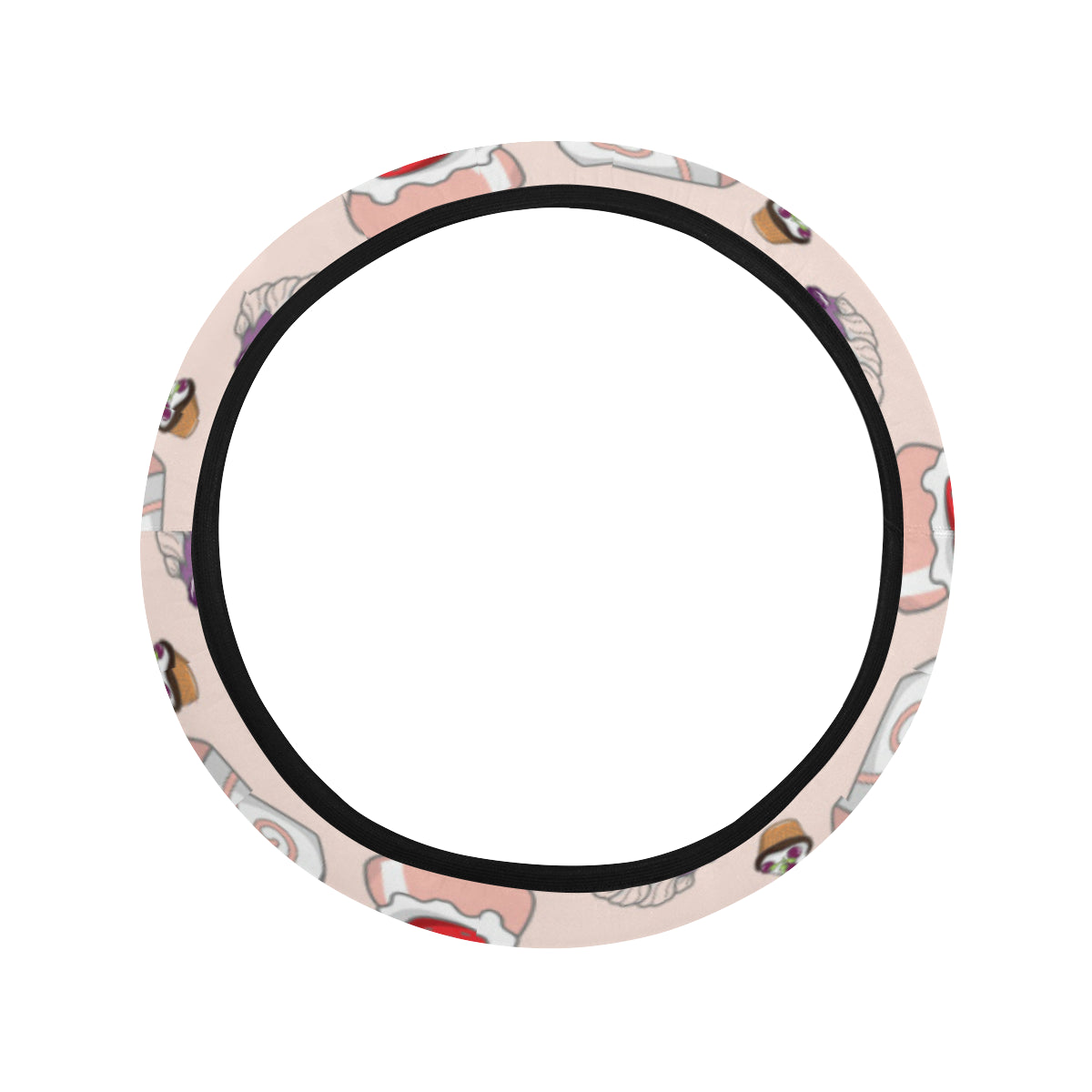 Cake Pattern Print Design 01 Steering Wheel Cover with Elastic Edge