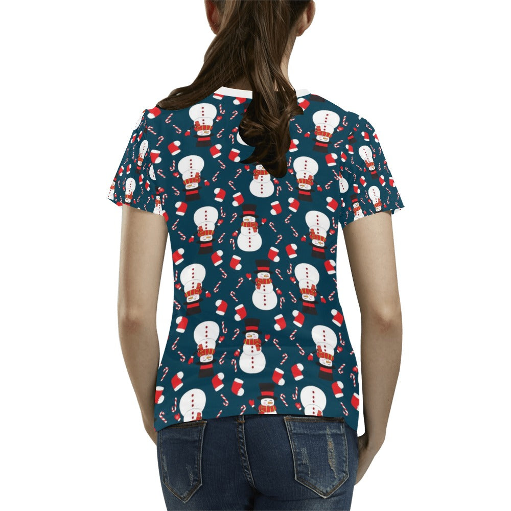 Snowman Print Design LKS301 Women's T-shirt