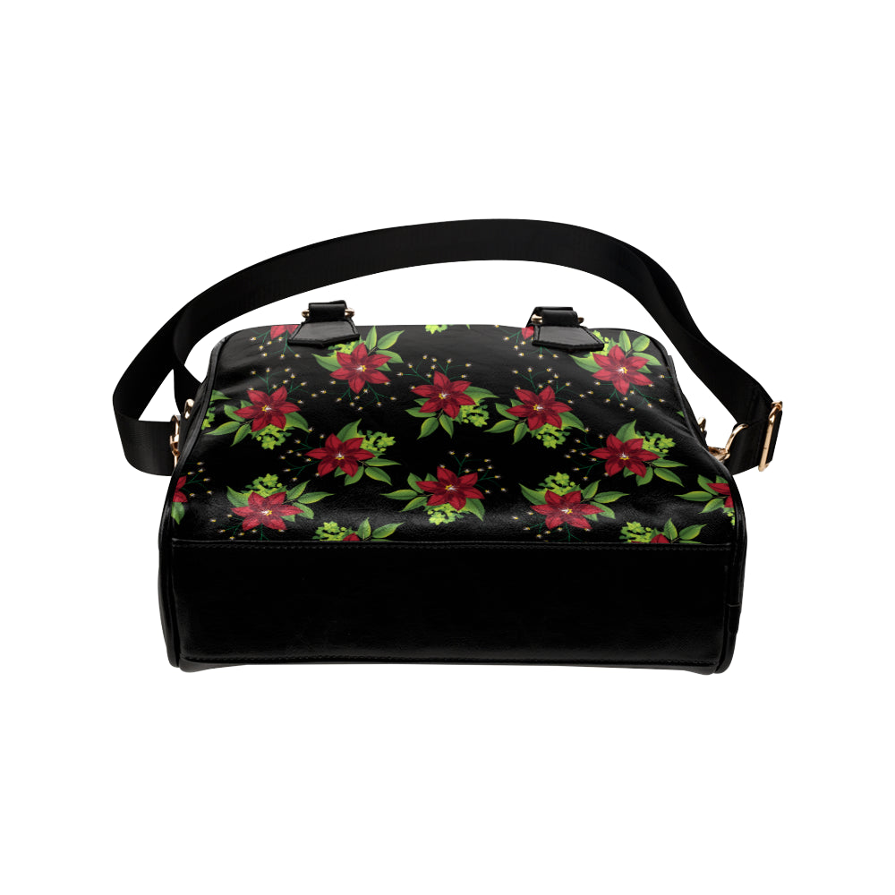 Poinsettia Pattern Print Design A01 Shoulder Handbag