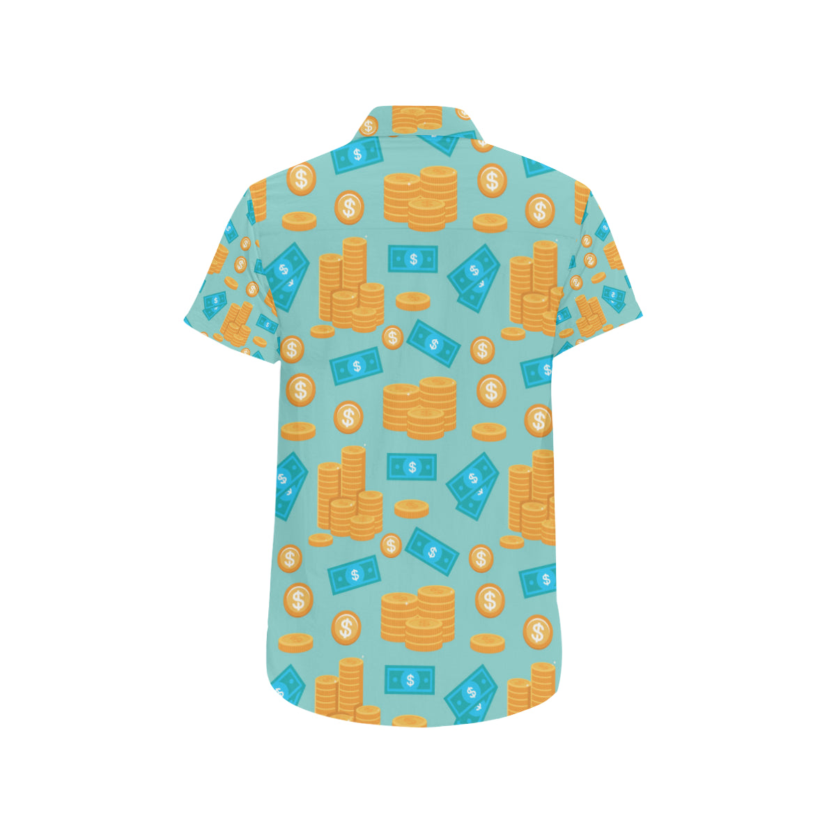 Money Pattern Print Design 03 Men's Short Sleeve Button Up Shirt