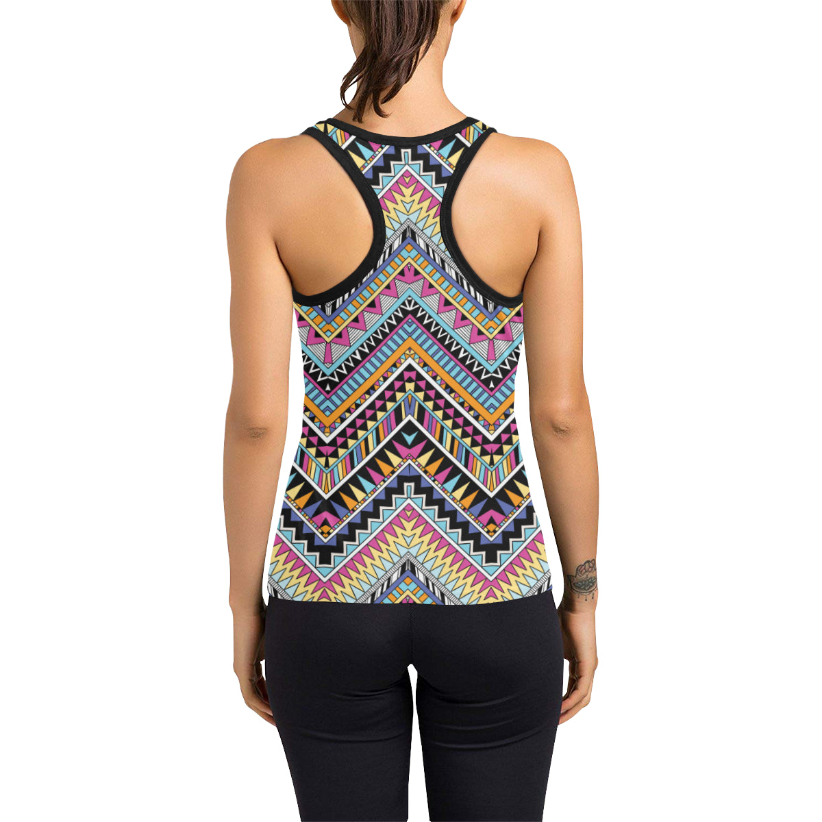 Multicolor zigzag Tribal Aztec Women's Racerback Tank Top