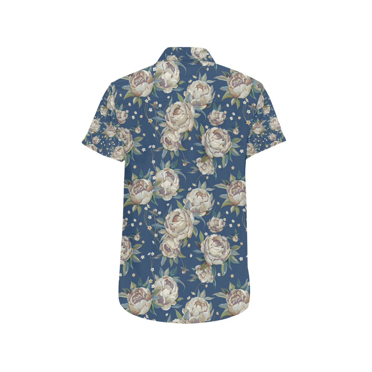 Peony Pattern Print Design A03 Men's Short Sleeve Button Up Shirt