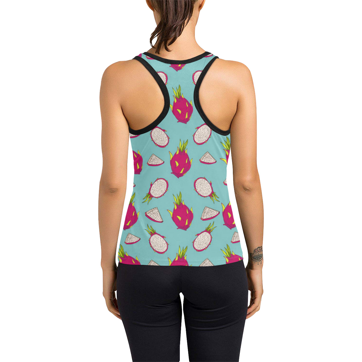 Dragonfruit Pattern Print Design DF01 Women's Racerback Tank Top