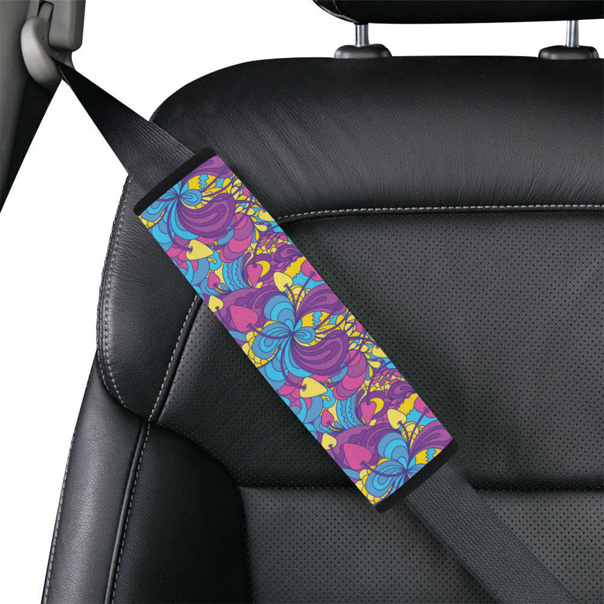 Psychedelic Mushroom Pattern Print Design A03 Car Seat Belt Cover
