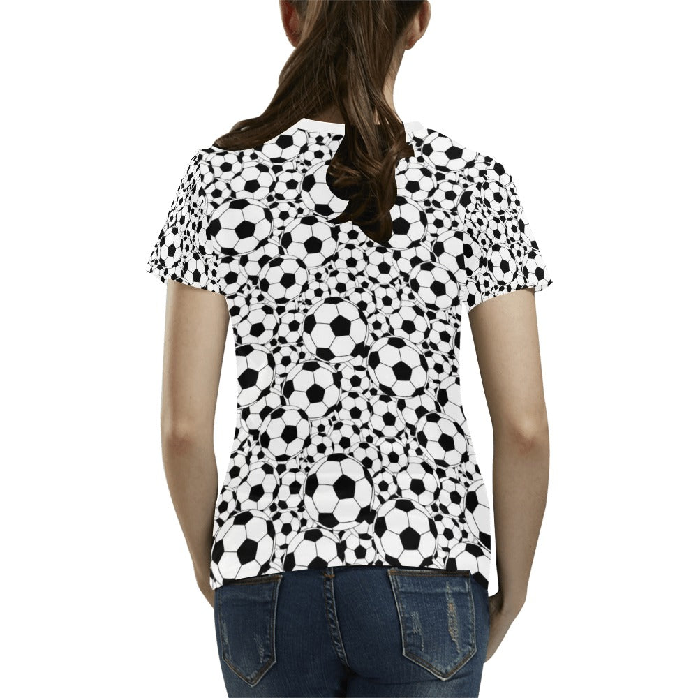 Soccer Ball Print Design LKS301 Women's T-shirt