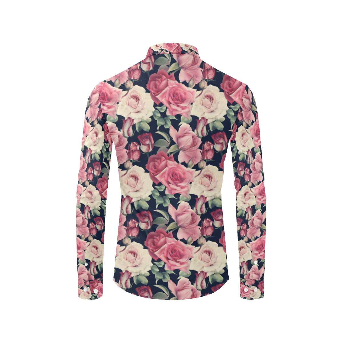 Rose Pattern Print Design RO05 Men's Long Sleeve Shirt