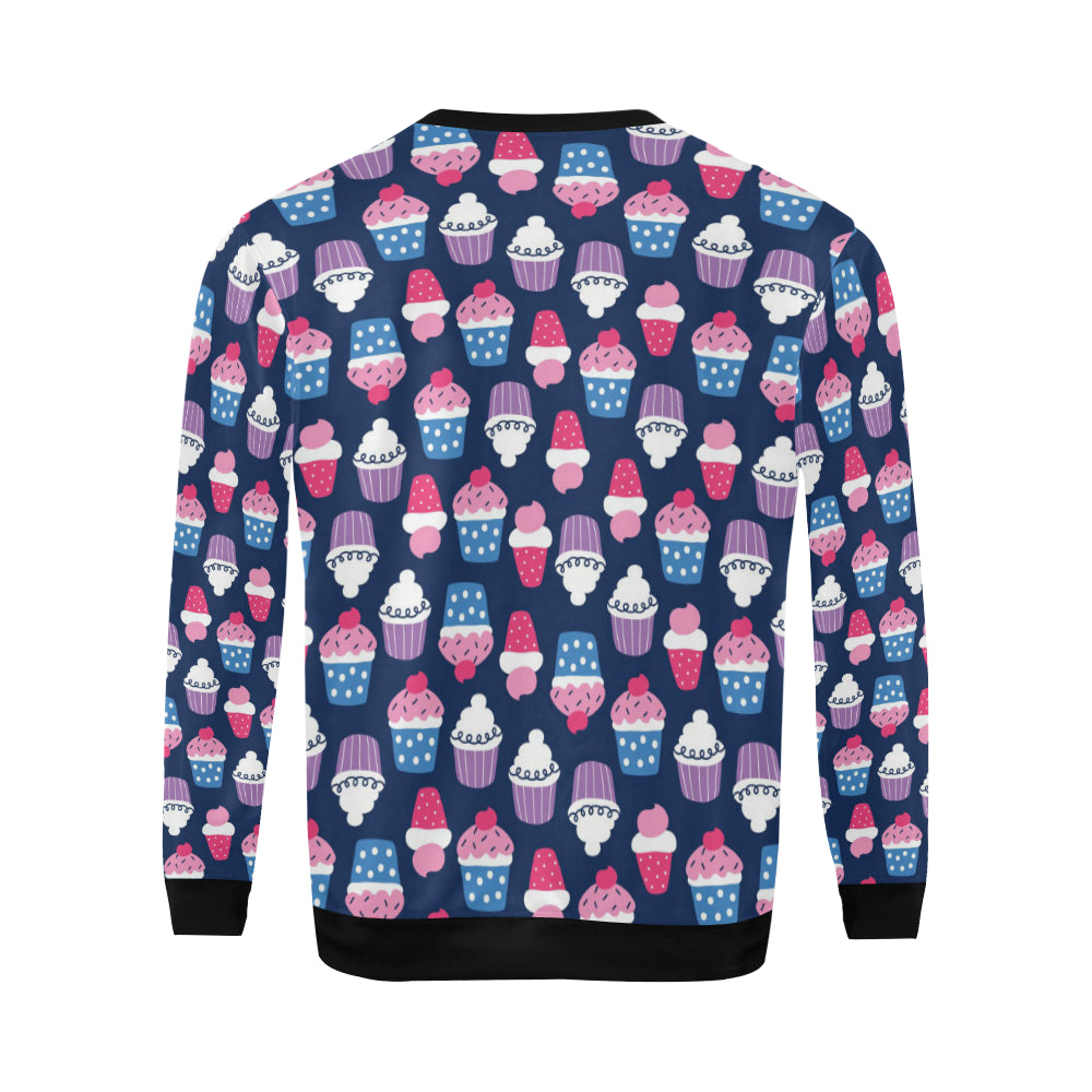 Cupcake Pattern Print Design CP04 Men Long Sleeve Sweatshirt