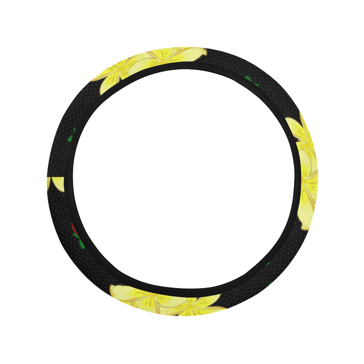 Yellow Plumeria Pattern Print Design PM04 Steering Wheel Cover with Elastic Edge