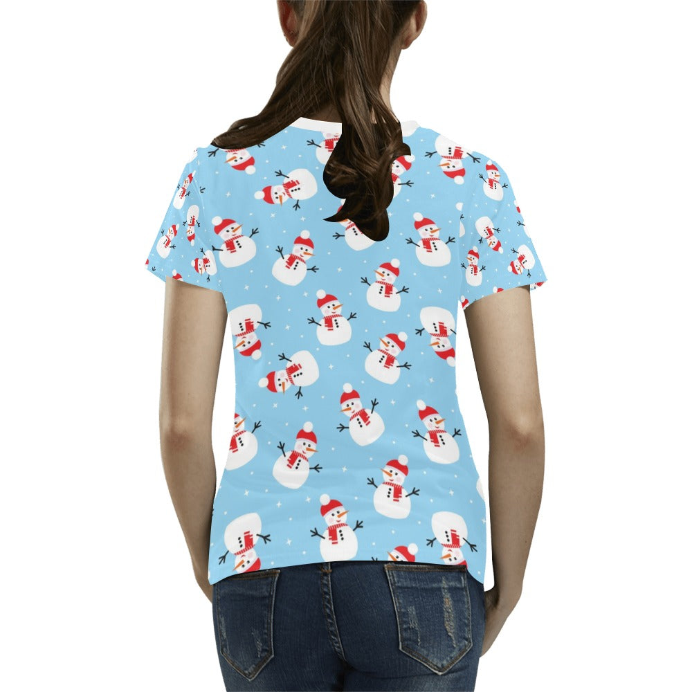 Snowman Print Design LKS305 Women's T-shirt