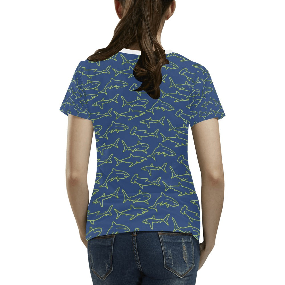 Shark Print Design LKS301 Women's T-shirt