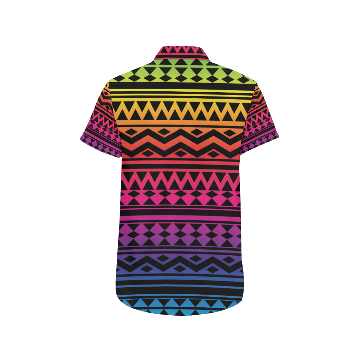 Rainbow Tribal Pattern Print Design A02 Men's Short Sleeve Button Up Shirt