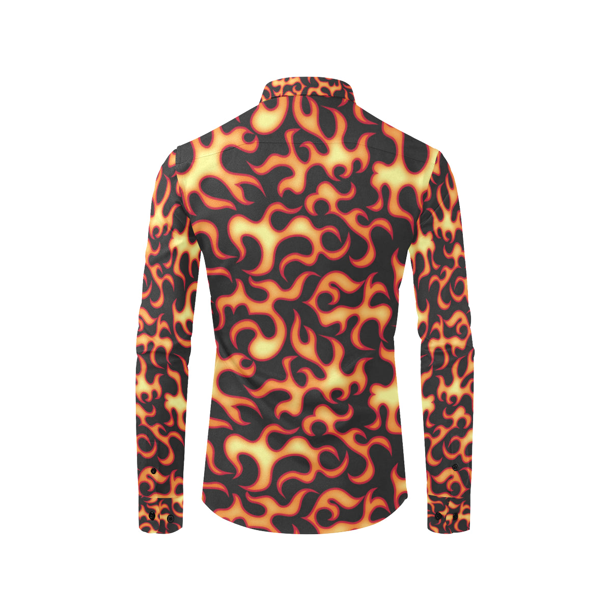 Flame Fire Themed Print Men's Long Sleeve Shirt