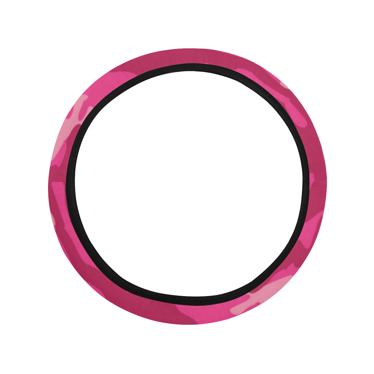 Camo Pink Pattern Print Design 01 Steering Wheel Cover with Elastic Edge