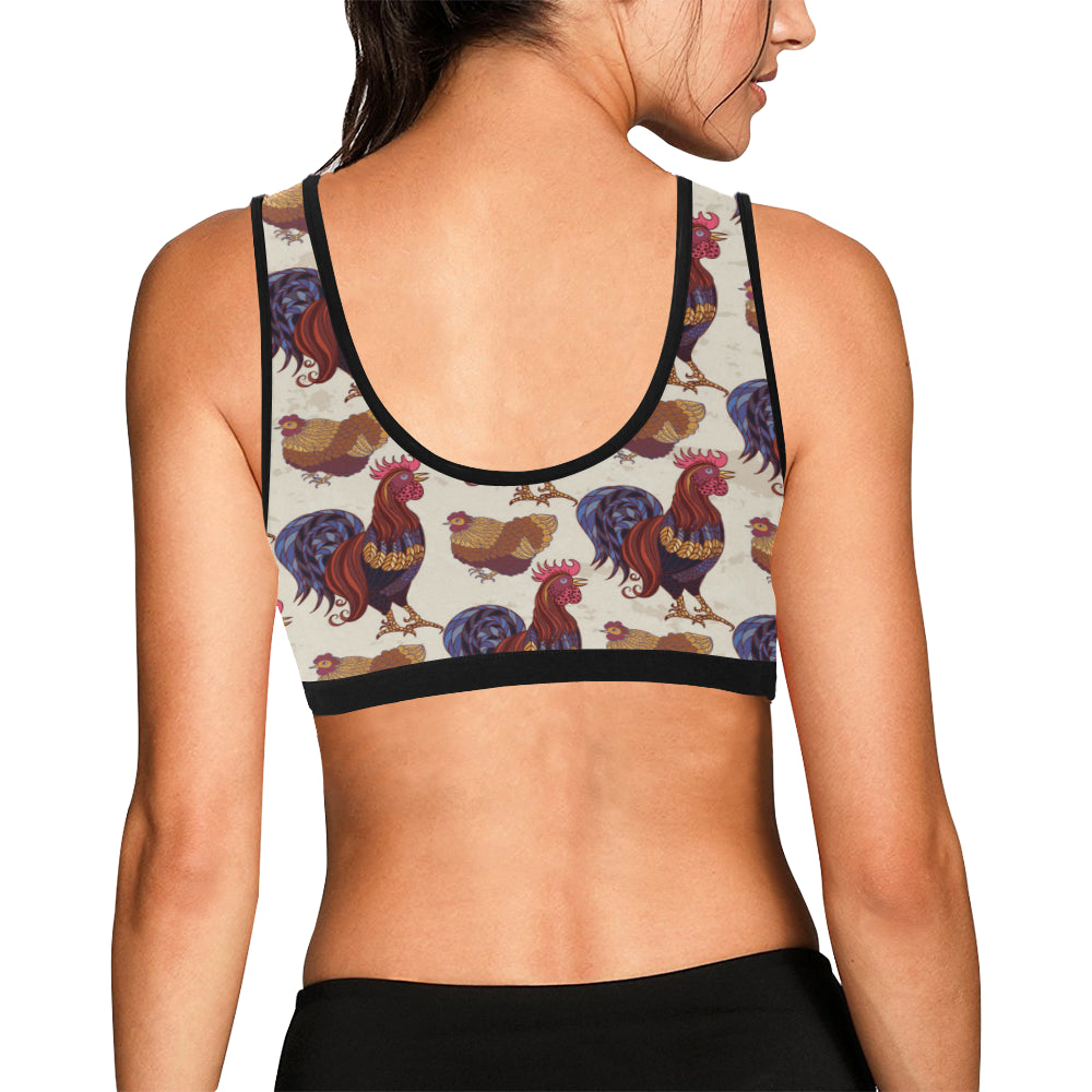 Rooster Pattern Print Design A03 Sports Bra