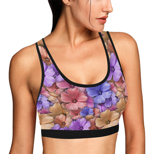 Colorful Geranium Pattern Sports Bra
