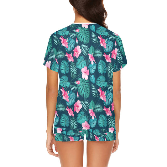 Summer Floral Print Design LKS301 Women's Short Pajama Set
