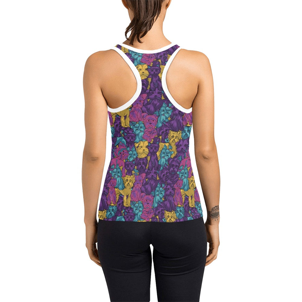 Yorkshire Terriers Print Design LKS3010 Women's Racerback Tank Top