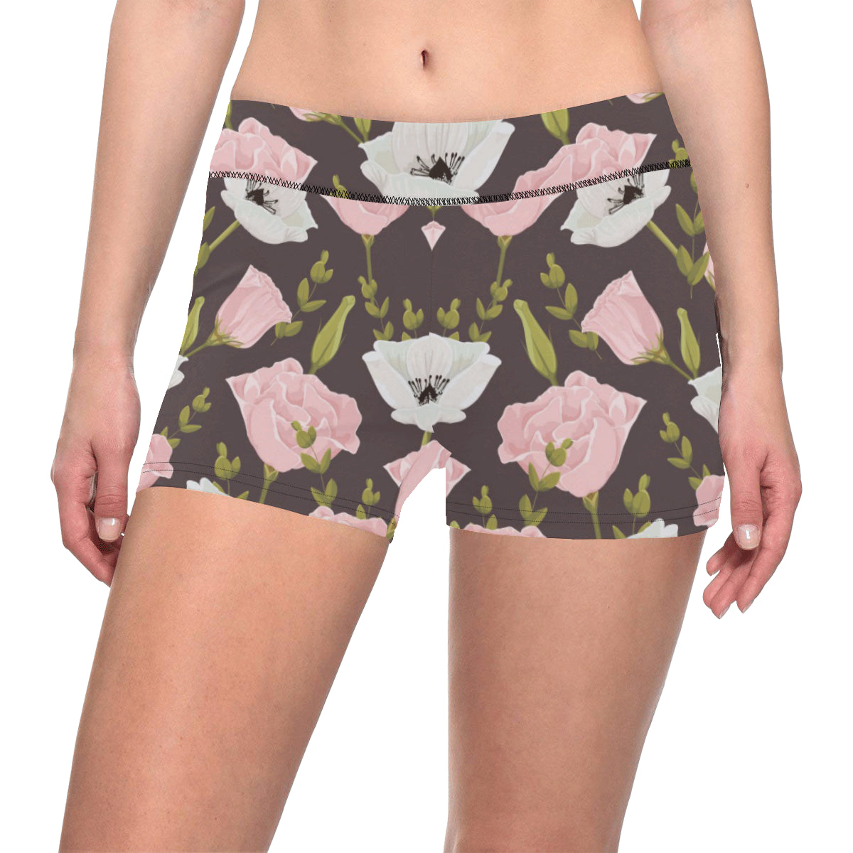 Anemone Pattern Print Design AM011 Yoga Shorts