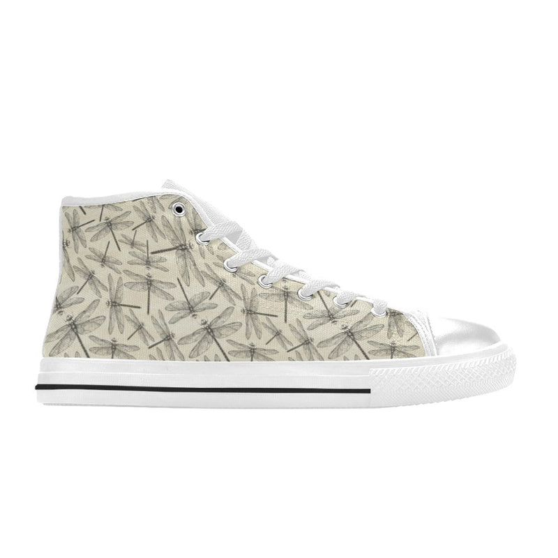 Dragonfly Print Design LKS402 High Top Women's White Shoes