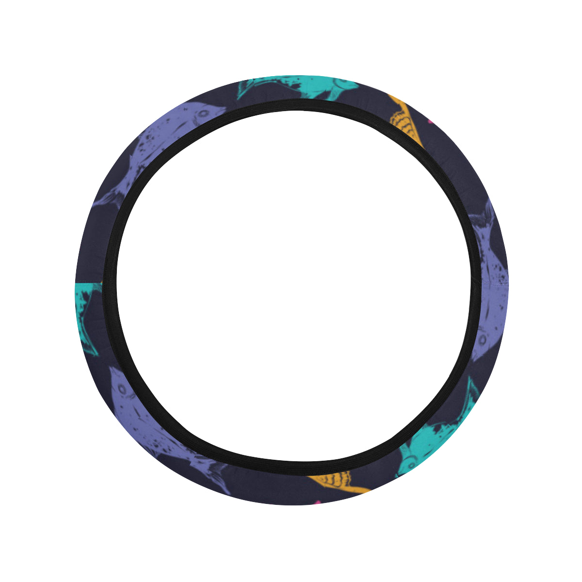 Angelfish Colorful Pattern Print Design 03 Steering Wheel Cover with Elastic Edge