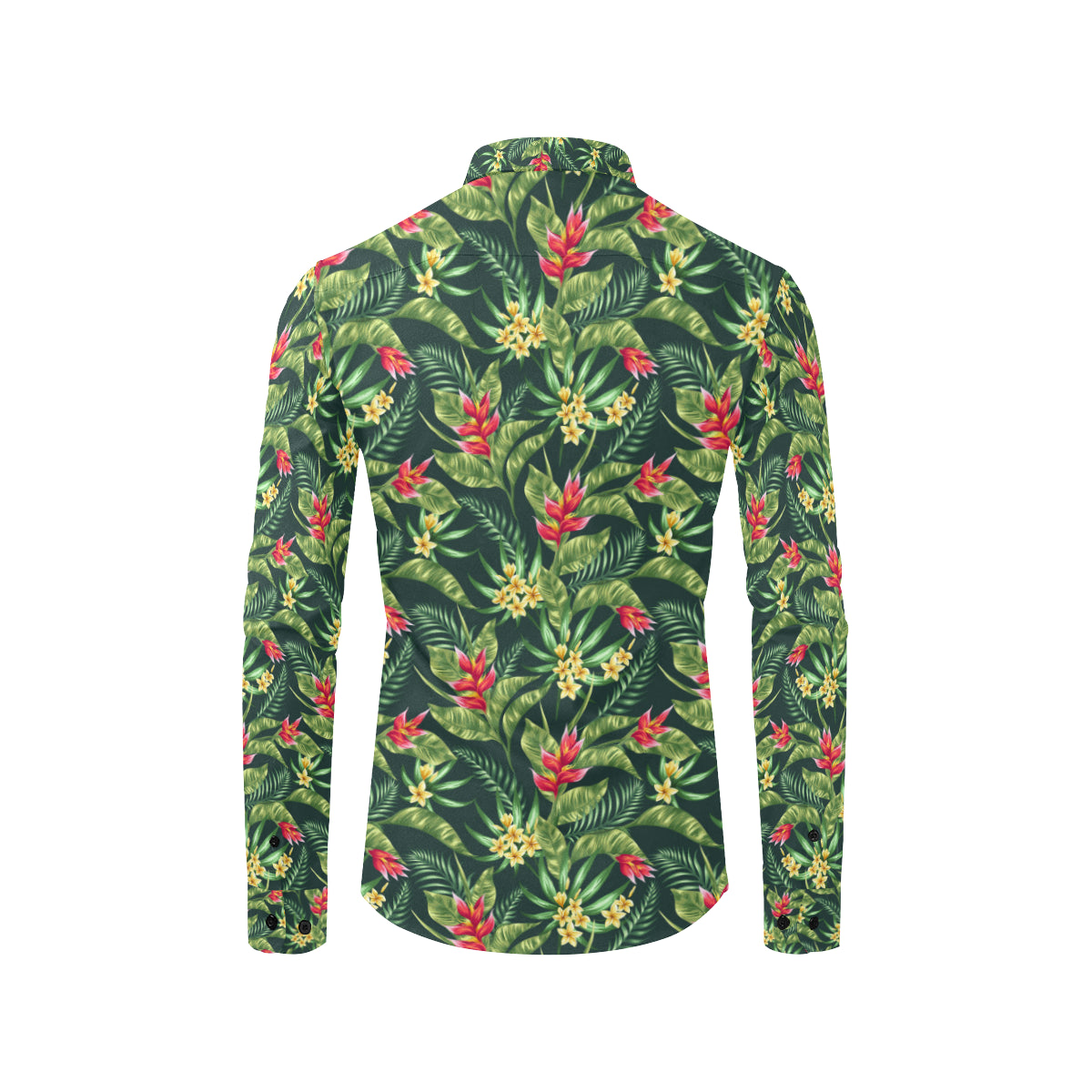 Tropical Folower Red Heliconia Print Men's Long Sleeve Shirt