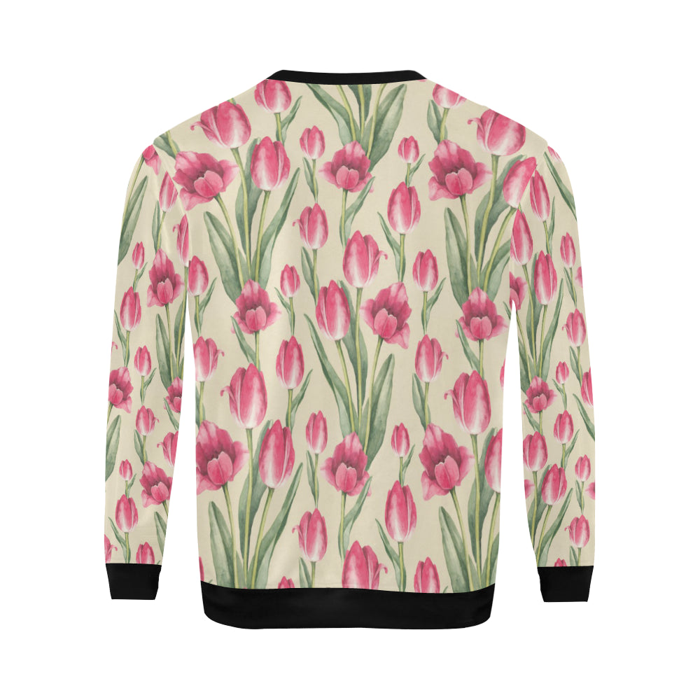Tulip Pink Pattern Print Design TP06 Men Long Sleeve Sweatshirt