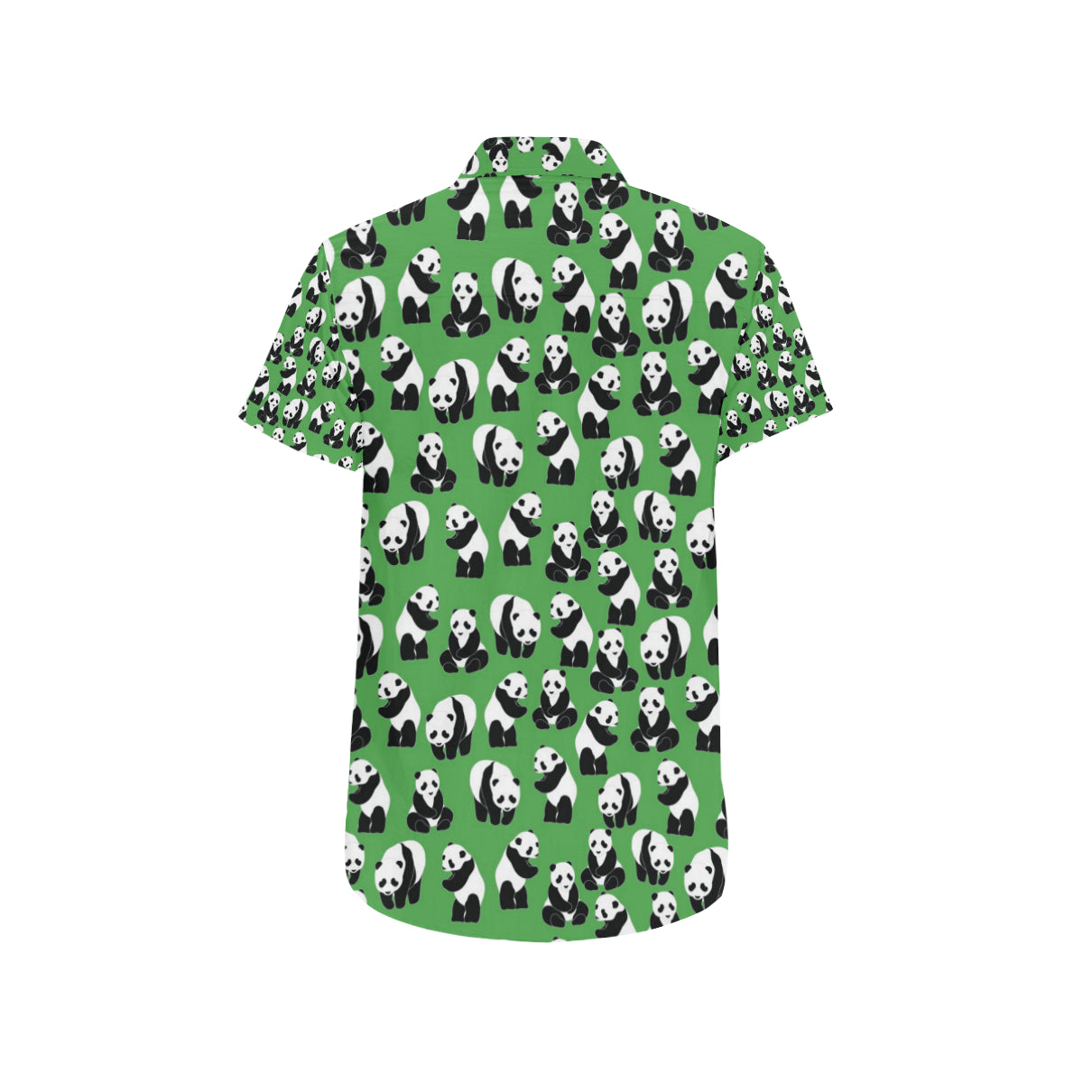 Panda Bear Pattern Themed Print Men's Short Sleeve Button Up Shirt