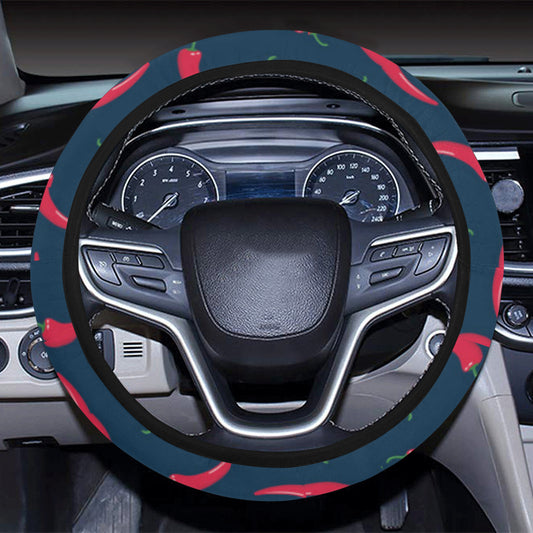 Chilli Pepper Pattern Print Design 03 Steering Wheel Cover with Elastic Edge