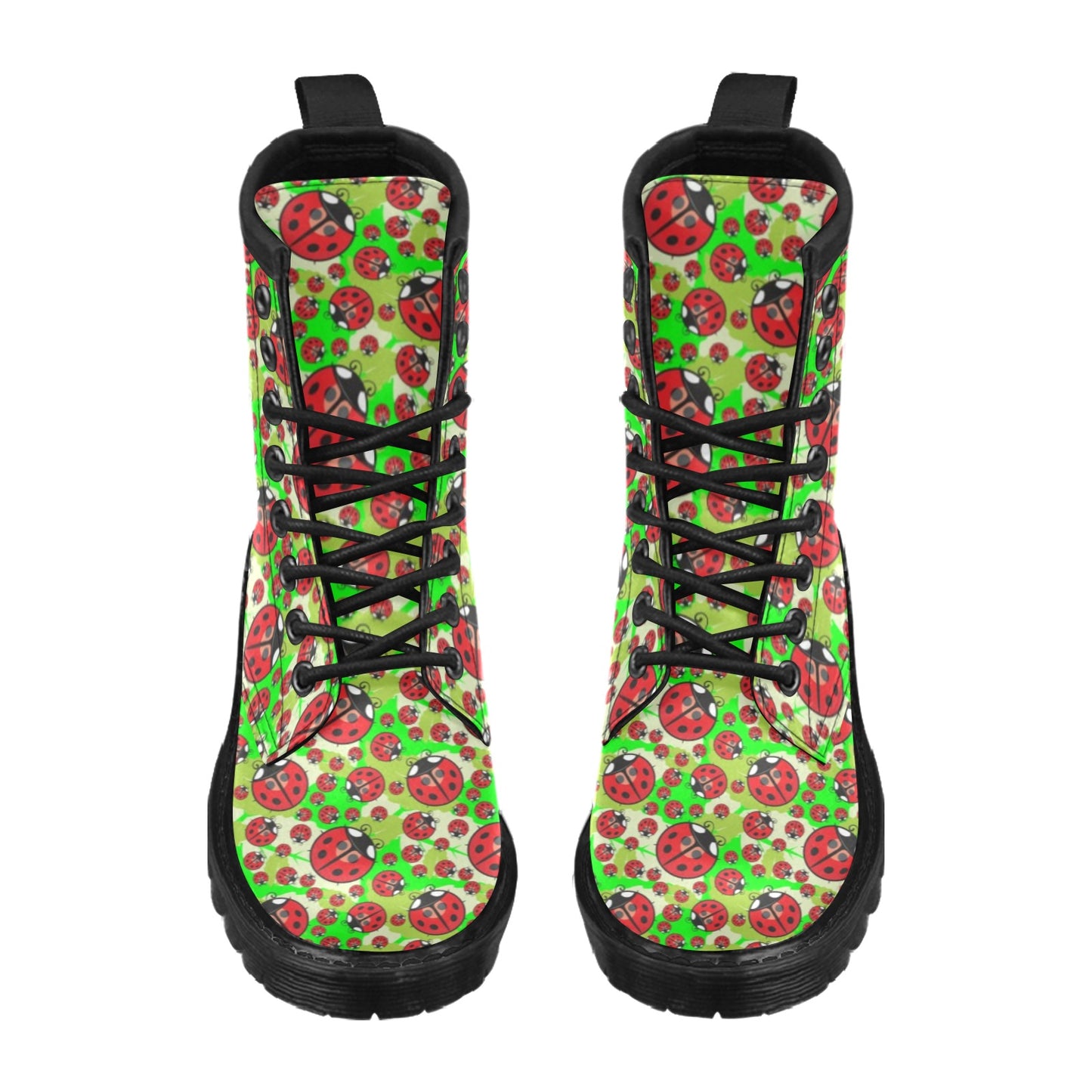 Ladybug with Leaf Print Pattern Women's Boots