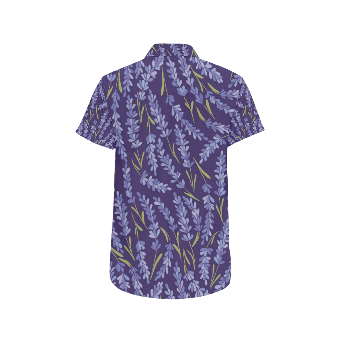 Lavender Pattern Print Design 03 Men's Short Sleeve Button Up Shirt