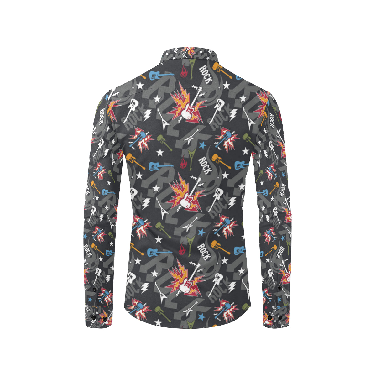 Rock and Roll Pattern Print Design A01 Men's Long Sleeve Shirt