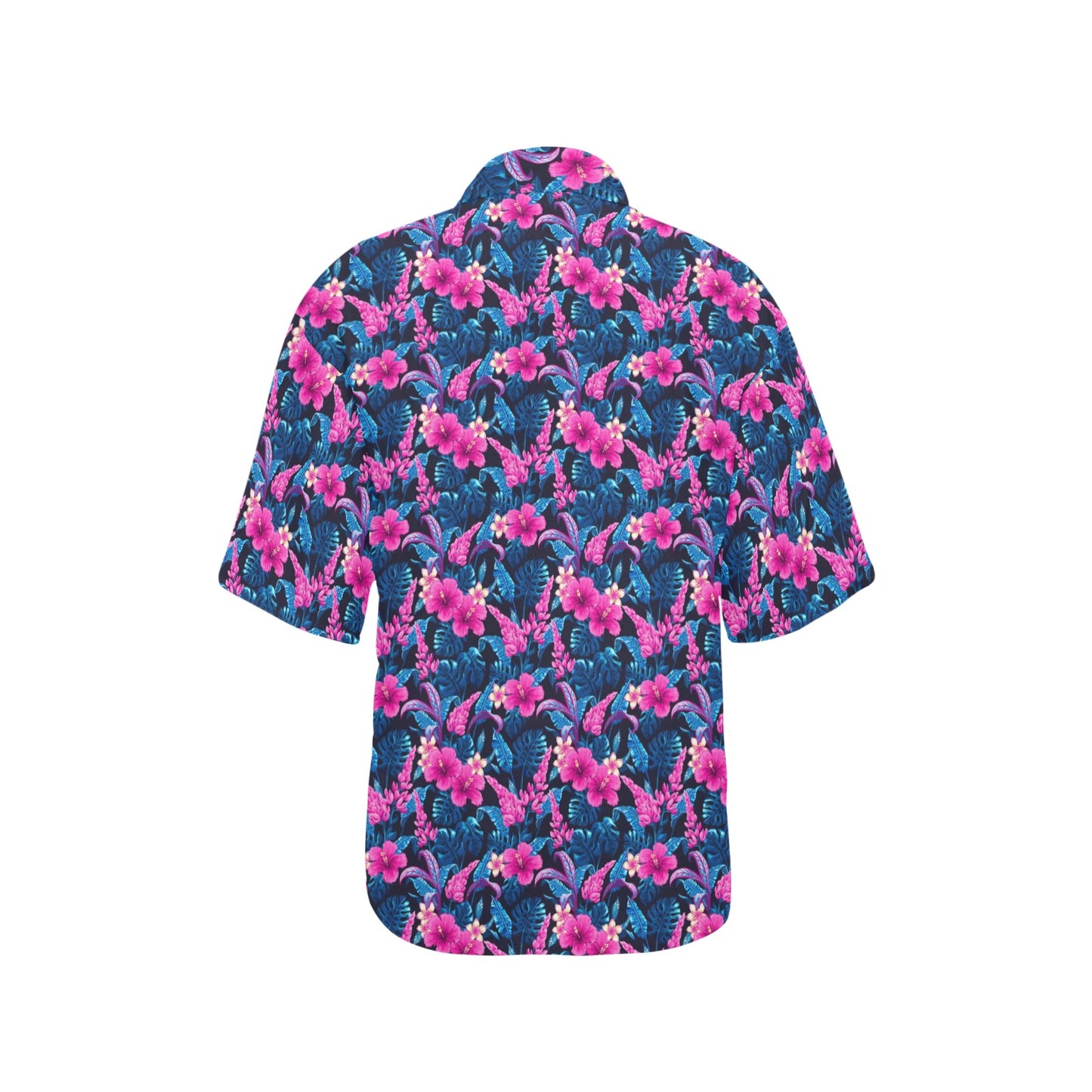 Tropical Folower Pink Themed Print Women's Hawaiian Shirt