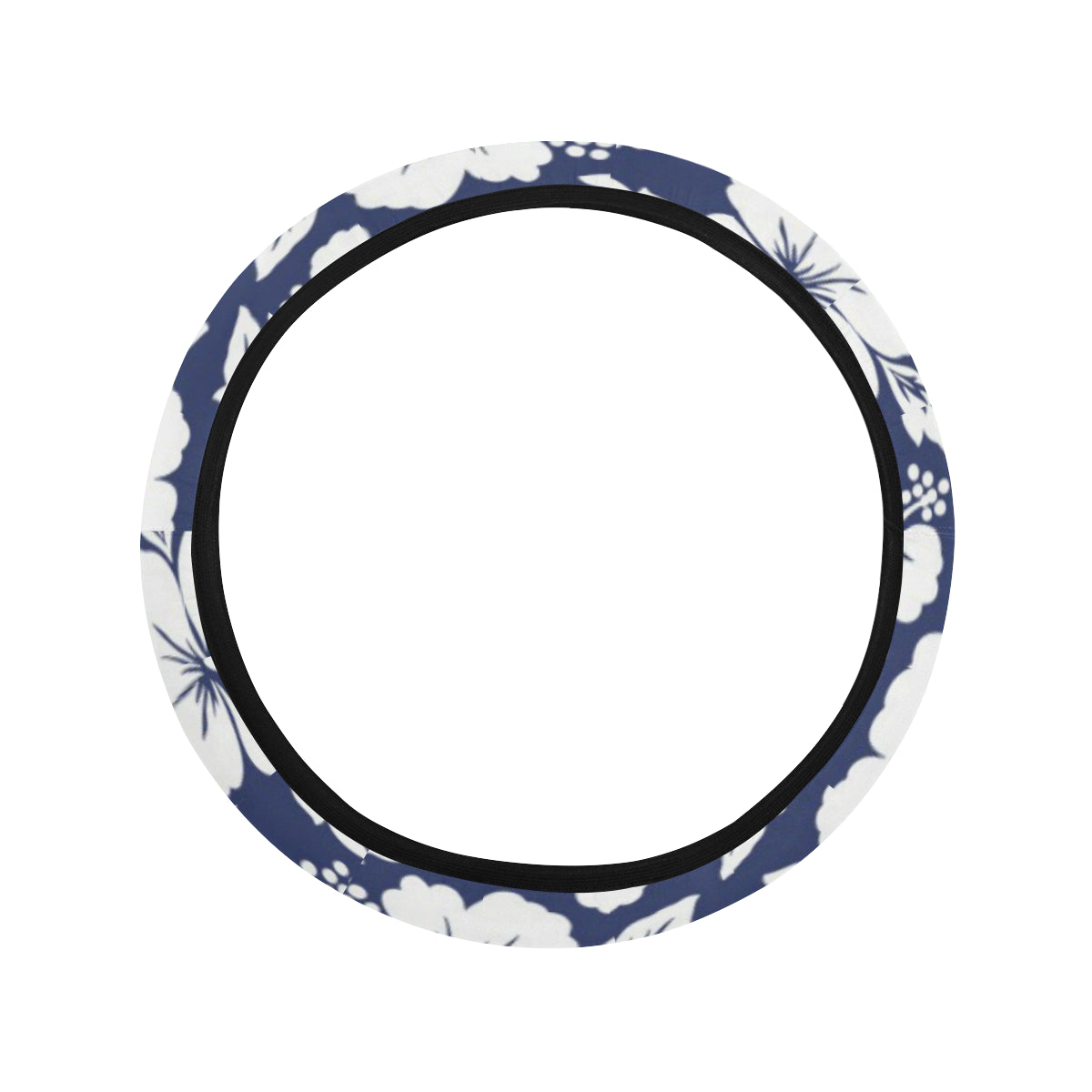 Hibiscus Pattern Print Design HB012 Steering Wheel Cover with Elastic Edge