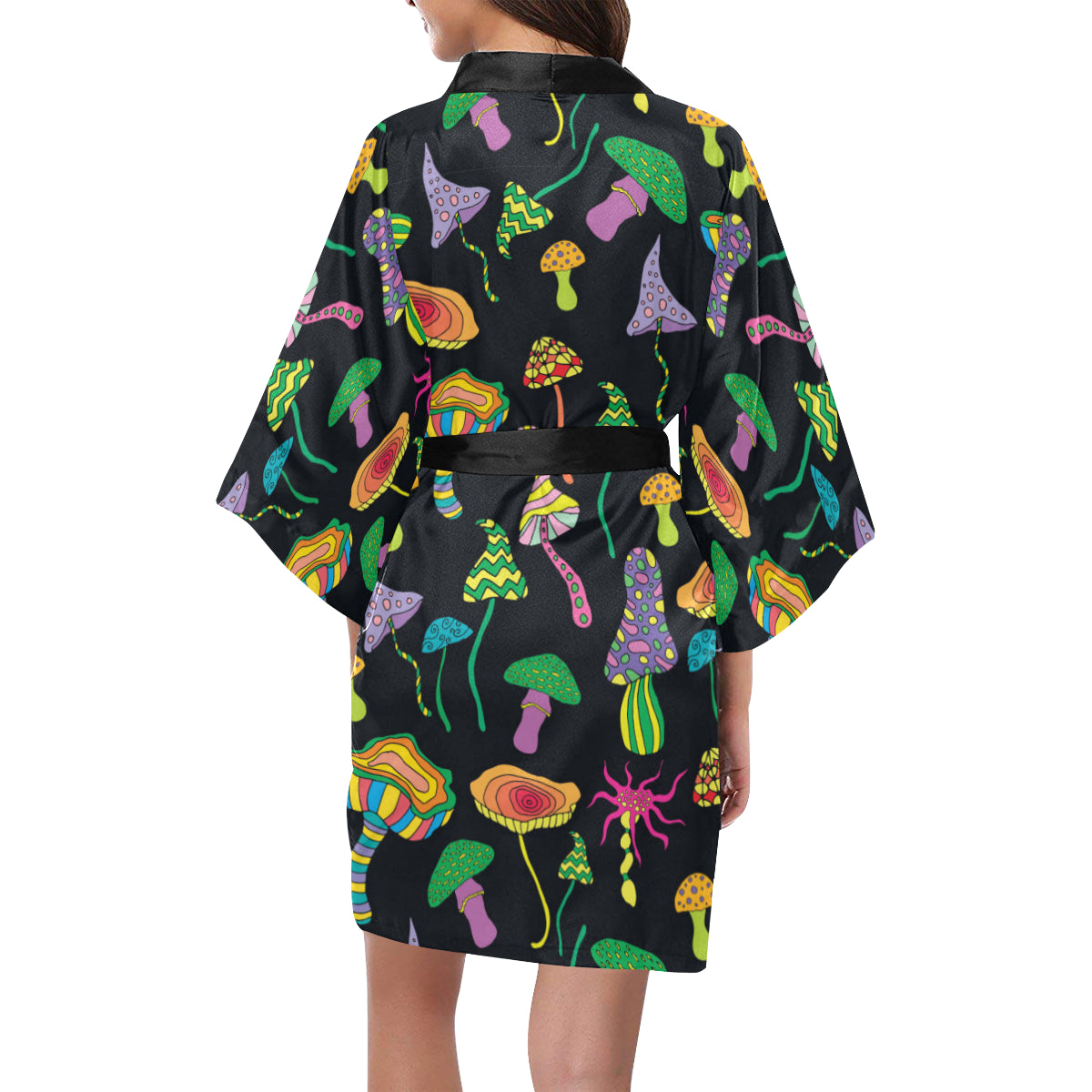 Psychedelic Mushroom Pattern Print Design A02 Women's Short Kimono