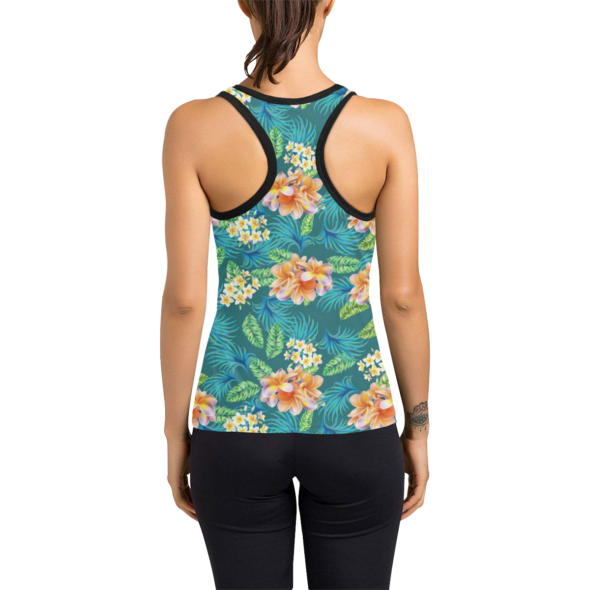 Plumeria Tropical Flower Design Print Women's Racerback Tank Top