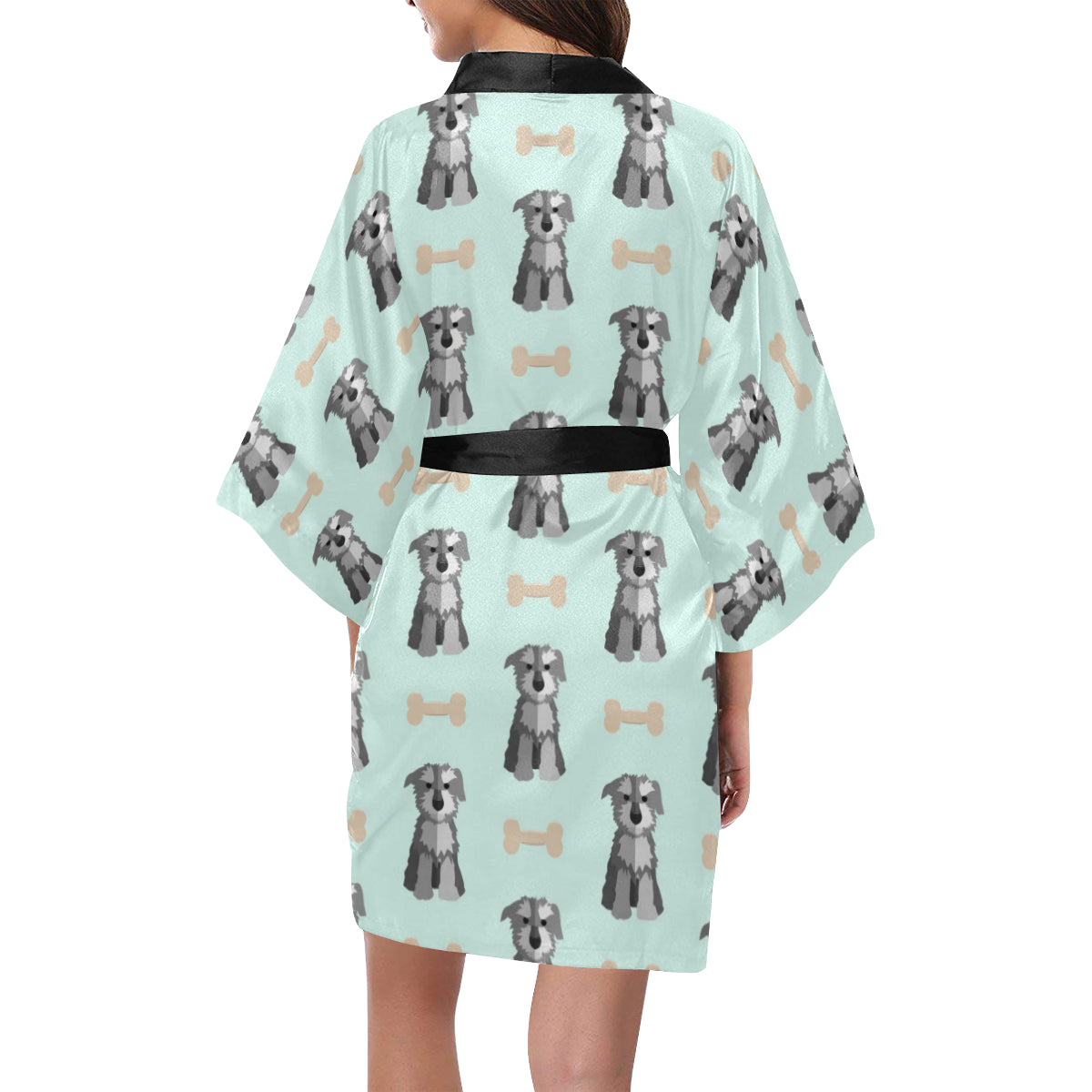 Schnauzers Pattern Print Design A03 Women's Short Kimono