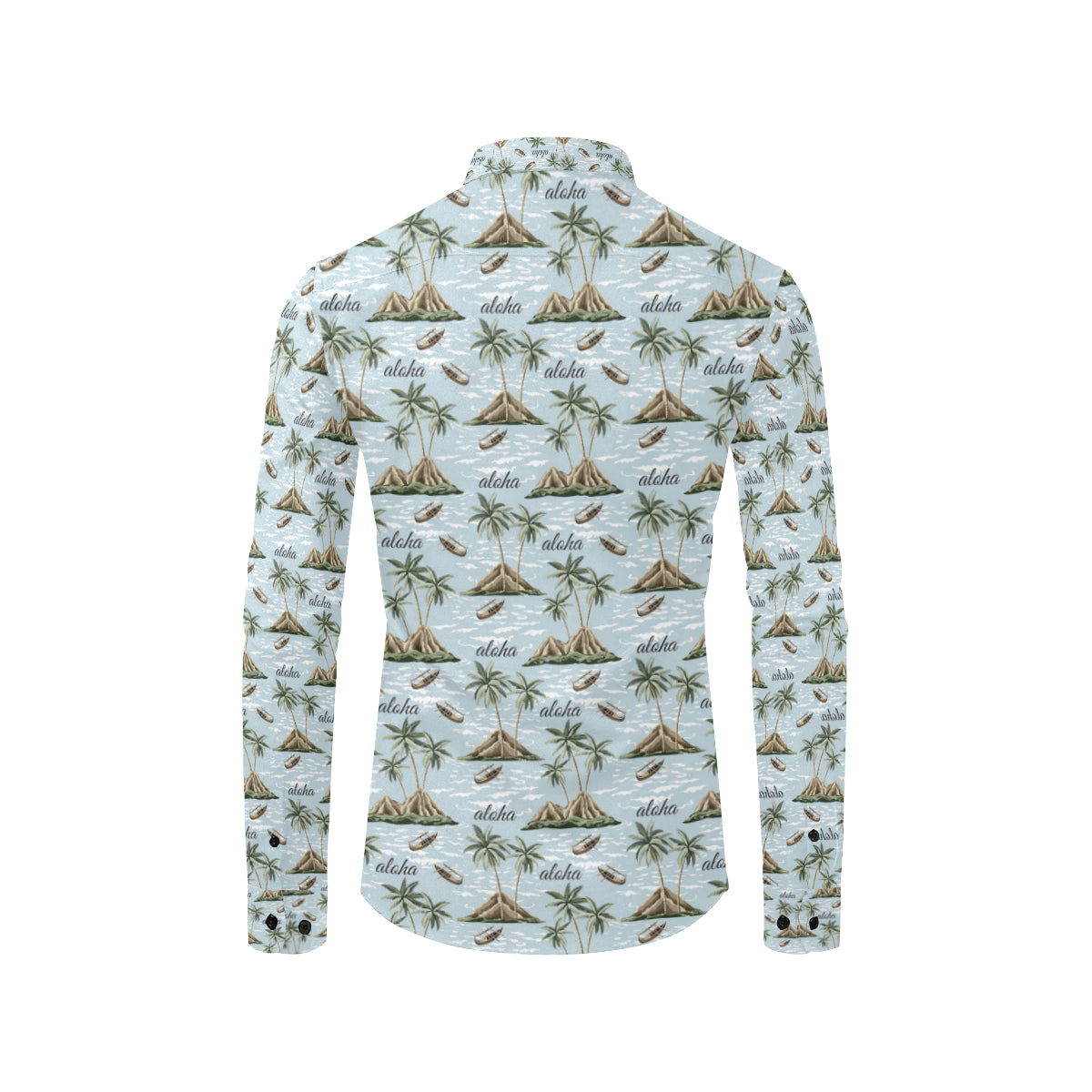 Aloha Hawaii island Design Themed Print Men's Long Sleeve Shirt