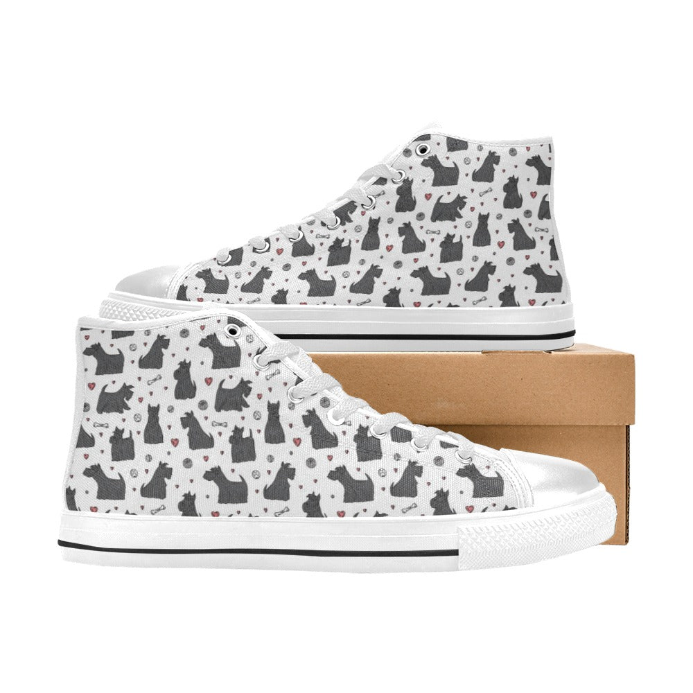 Scottish Terriers Print Design LKS3015 High Top Women's White Shoes
