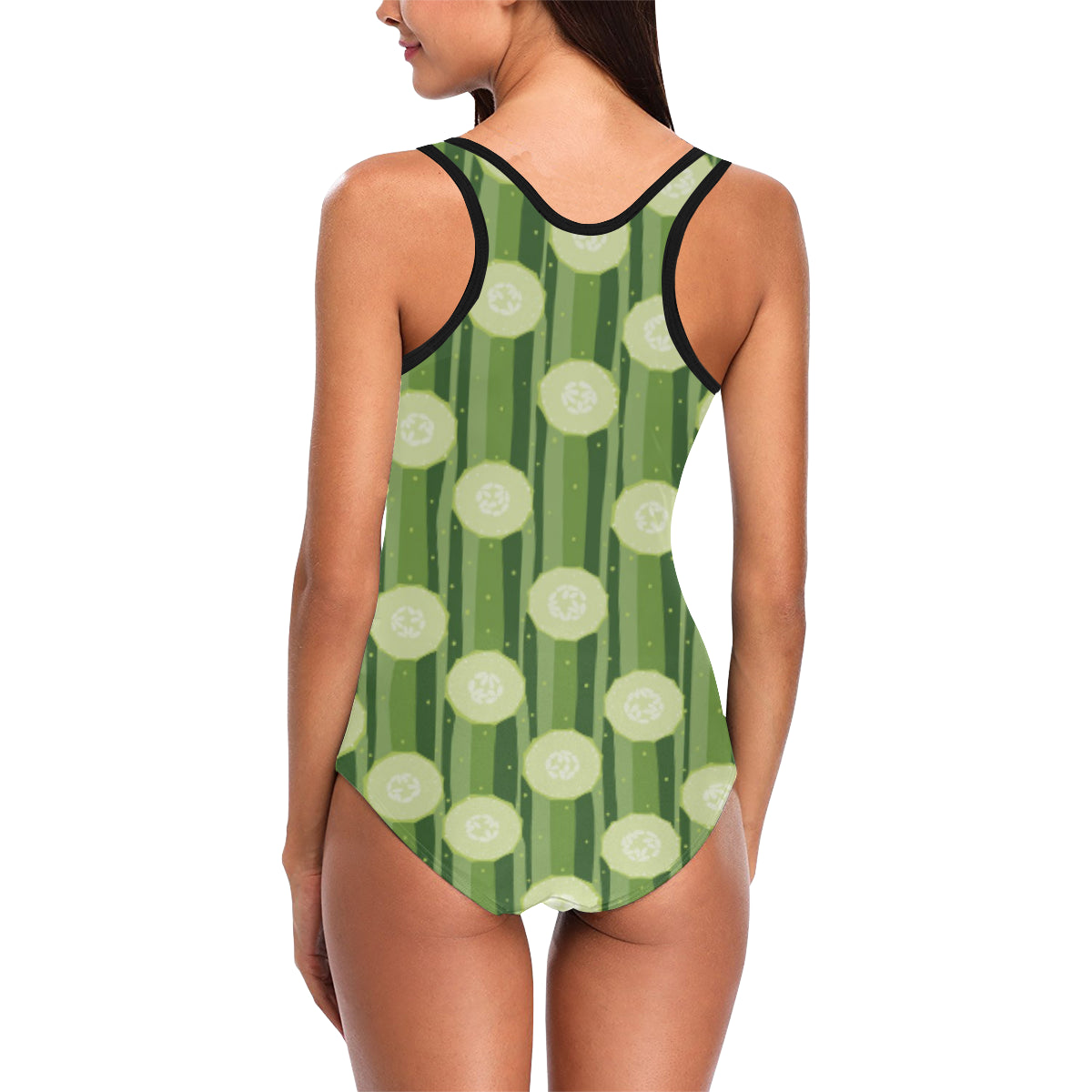 Cucumber Pattern Print Design CC03 Women Swimsuit