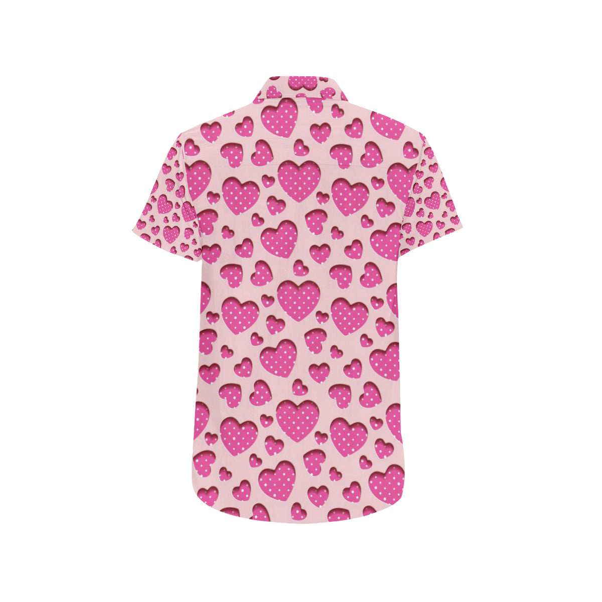 Heart Pink Pattern Print Design HE06 Men's Short Sleeve Button Up Shirt