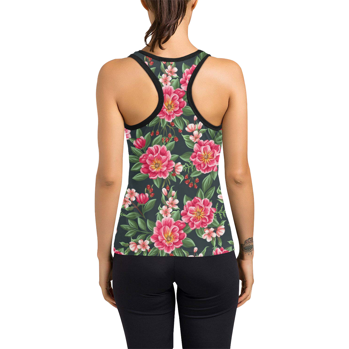 Summer Floral Pattern Print Design SF06 Women's Racerback Tank Top