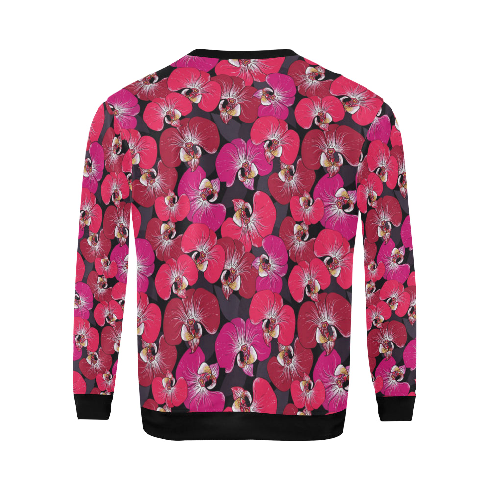 Orchid Red Pattern Print Design OR05 Men Long Sleeve Sweatshirt