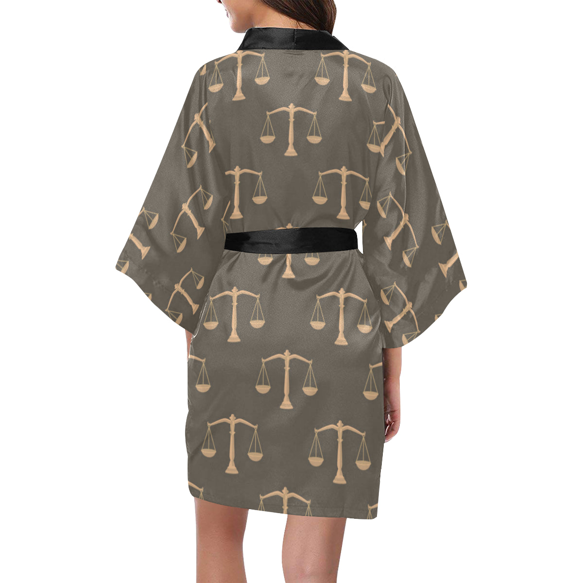 Libra Pattern Print Design 01 Women's Short Kimono