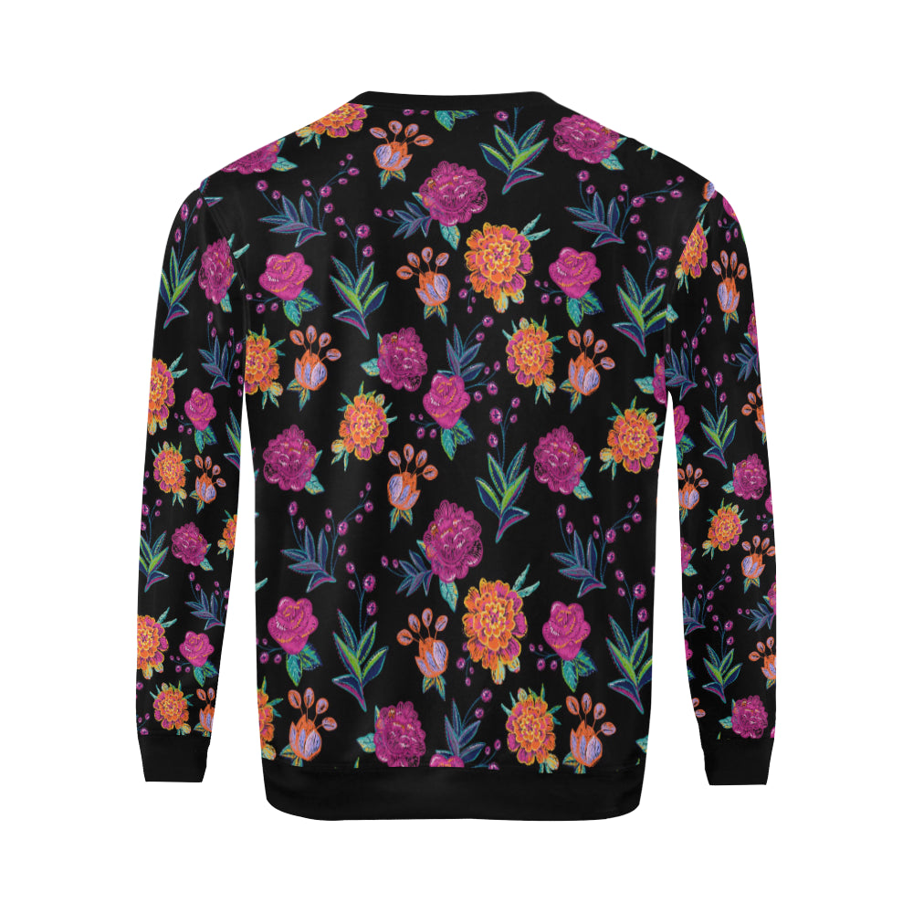 Marigold Pattern Print Design MR02 Men Long Sleeve Sweatshirt