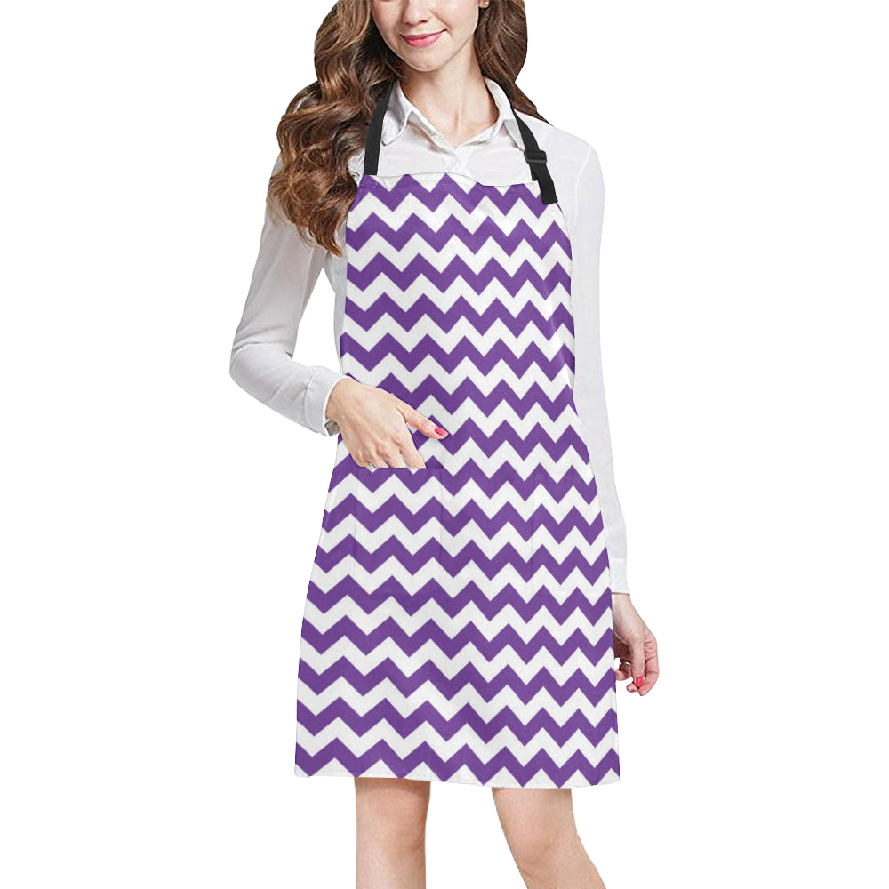 Chevron Purple Pattern Print Design 03 Apron with Pocket