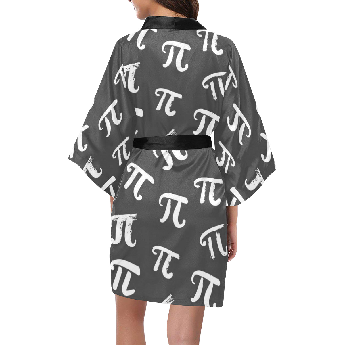 Pi Day Pattern Print Design A02 Women's Short Kimono