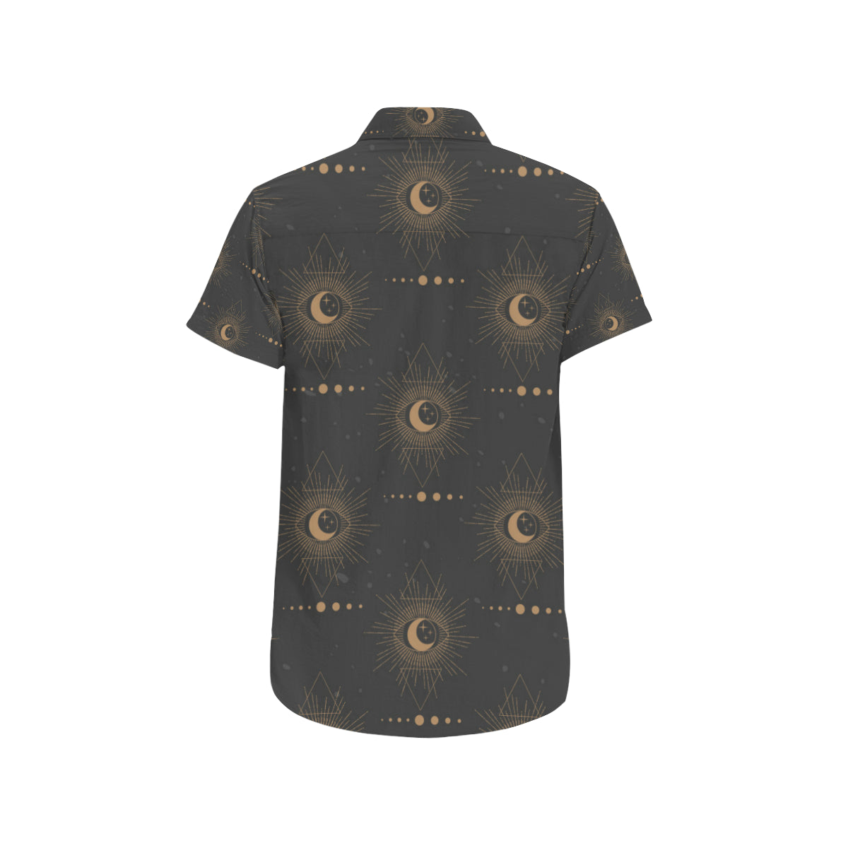 Moon Boho Pattern Print Design 02 Men's Short Sleeve Button Up Shirt